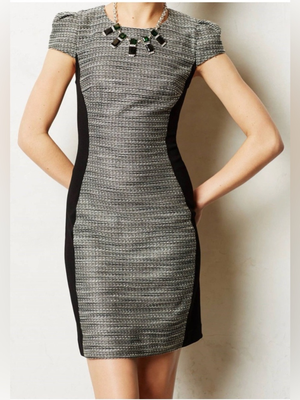 Anthropologie Moulinette Soeurs Tweed Black and White Dress Size 10